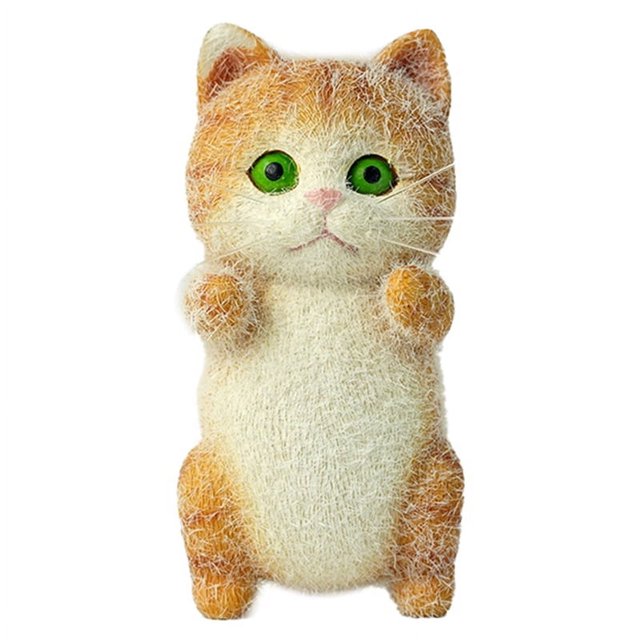 Muñecos de resina con forma de gato de dibujos animados, de mesa, bonitos animales de pie, decoración de resina, color naranja