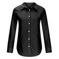 thumbnail image 3 of Women's Fashion Lapel Long Sleeve Linen Button Solid Color Slim Fit Shirt - Polyester Linen Blend - Size S/M/L/XL/XXL, 3 of 3