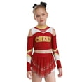 thumbnail image 2 of YUUMIN Girls Cheerleading Outfits Athletic Dance Crop Top with Skirt Shorts Cheer Leader Uniform Fancy Dress Burgundy 10, 2 of 6