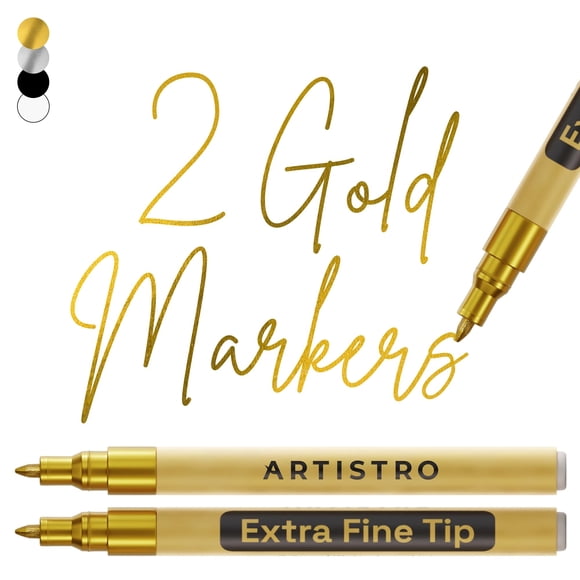 Marcadores de pintura ARTISTRO dorados, 2 unidades, punta extrafina de 0,7 mm