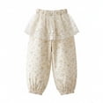 thumbnail image 2 of ITSAME Girls Tapered Pants Cotton Elastic Waist Fashion Print Lace Trim Kids Casual Comfort Pants Beige Size 10, 2 of 8