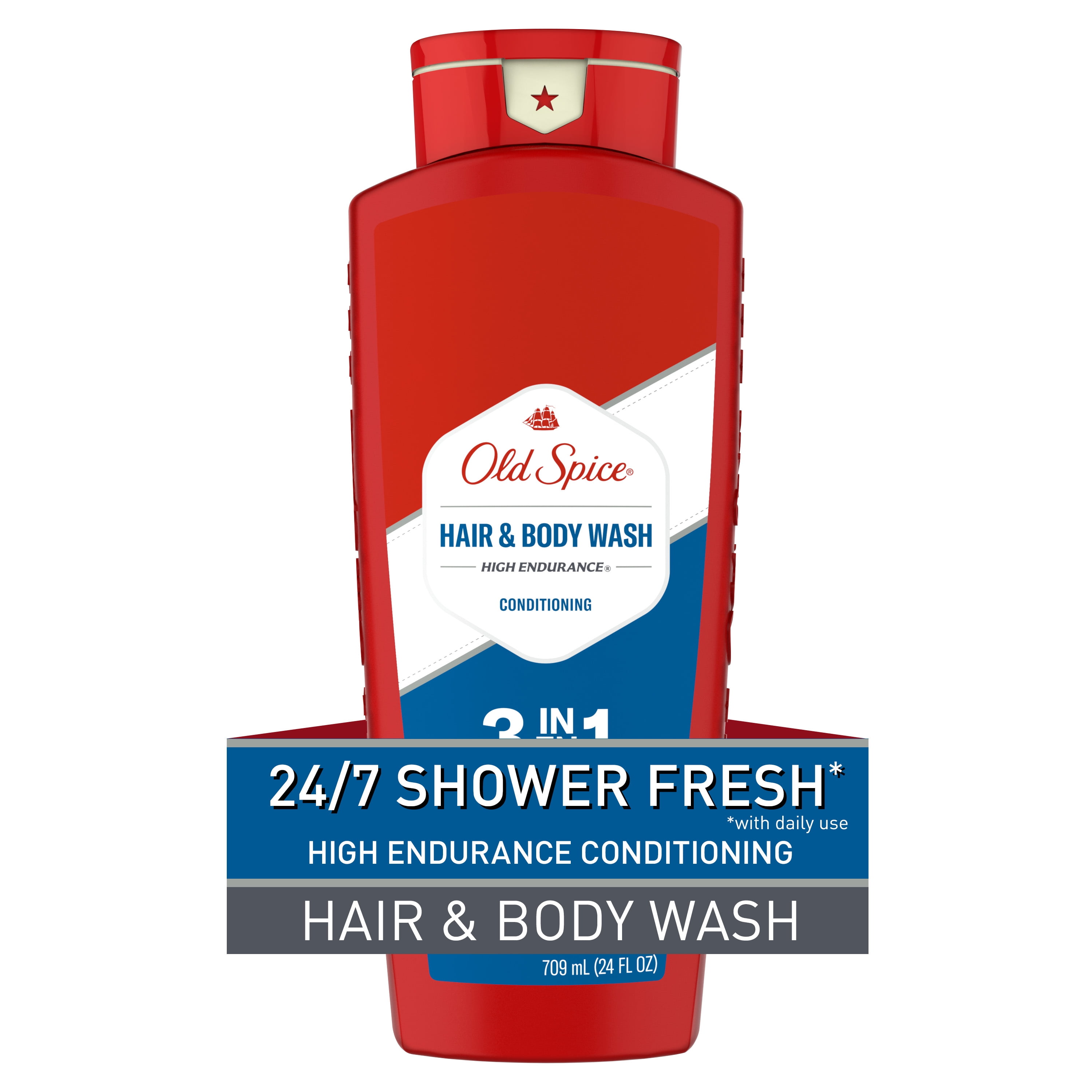 (3 pack) Old Spice High Endurance Men's 3-in-1 Shampoo Conditioner & Body Wash, 24 fl oz