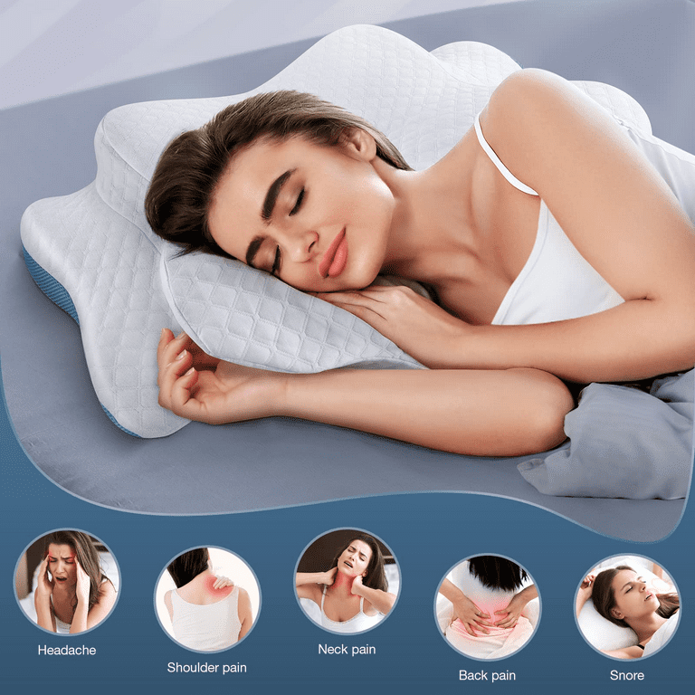 Welltop Memory Foam Pillow for Neck Pain Relief, Ergonomic Cervical  Orthopedic Sleeping Pillows with Washable Cover Bed Pillows for Side, Back