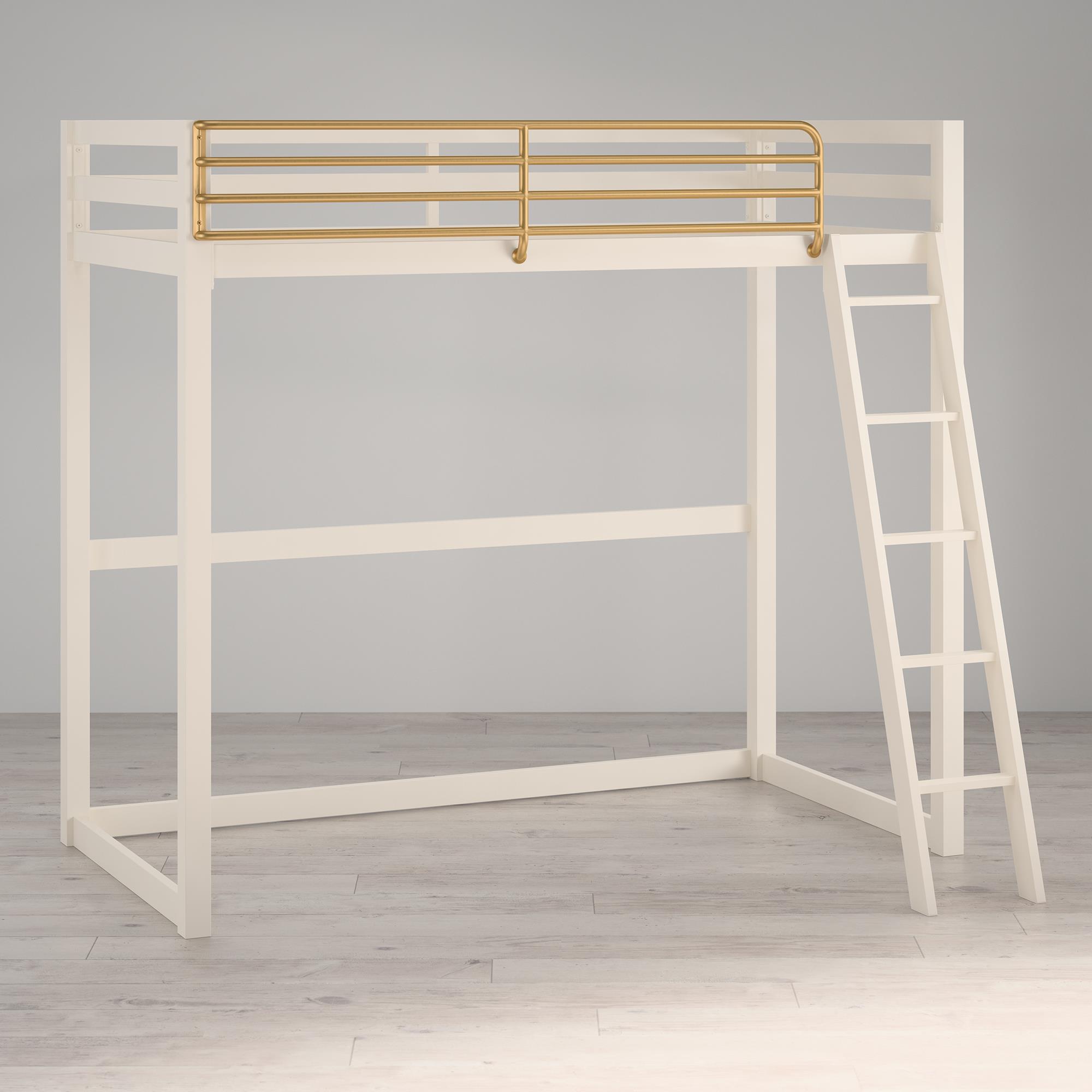 Little Seeds Monarch Hill Haven Twin Metal Loft Bed, White & Gold Bars - image 4 of 12