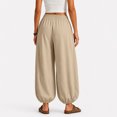 thumbnail image 4 of Women's Casual Elastic High Waisted Boho Harem Pants.Baggy Balloon Pants,Barrel Pants with Pockets,Comfortable,Lounge,Yoga,Travel,Vacation Outfits,Lightweight Beach Pants, 4 of 7