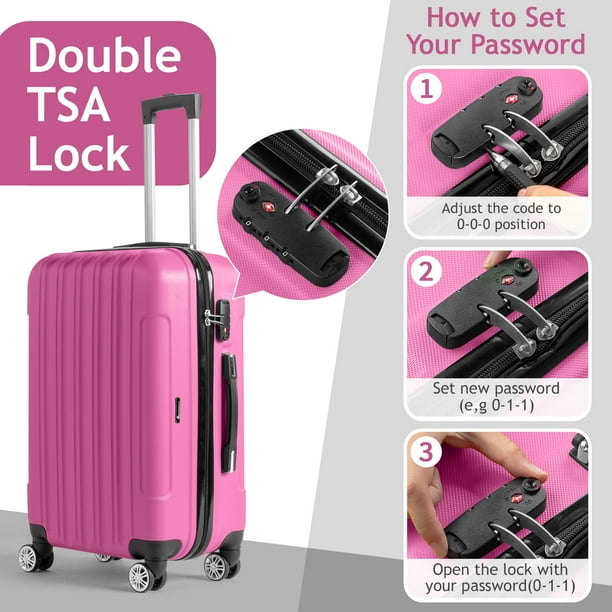ピンクセット Zimtown 3 Piece Nested Spinner Suitcase Luggage Set With TSA Lock