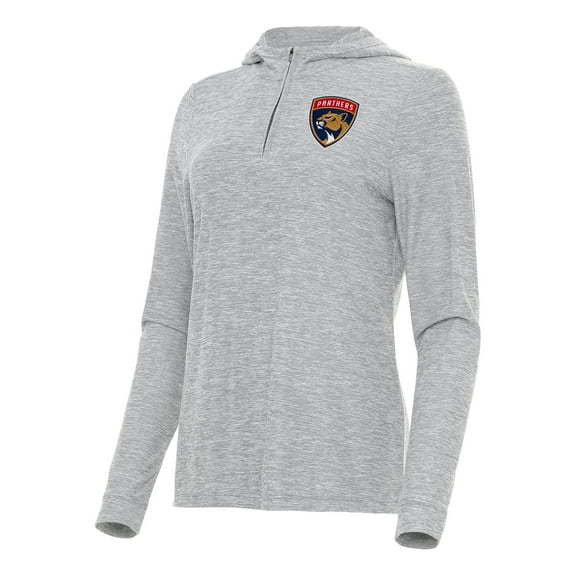 Women's Antigua Heather Gray Florida Panthers Daybreak Quarter-Zip Hoodie