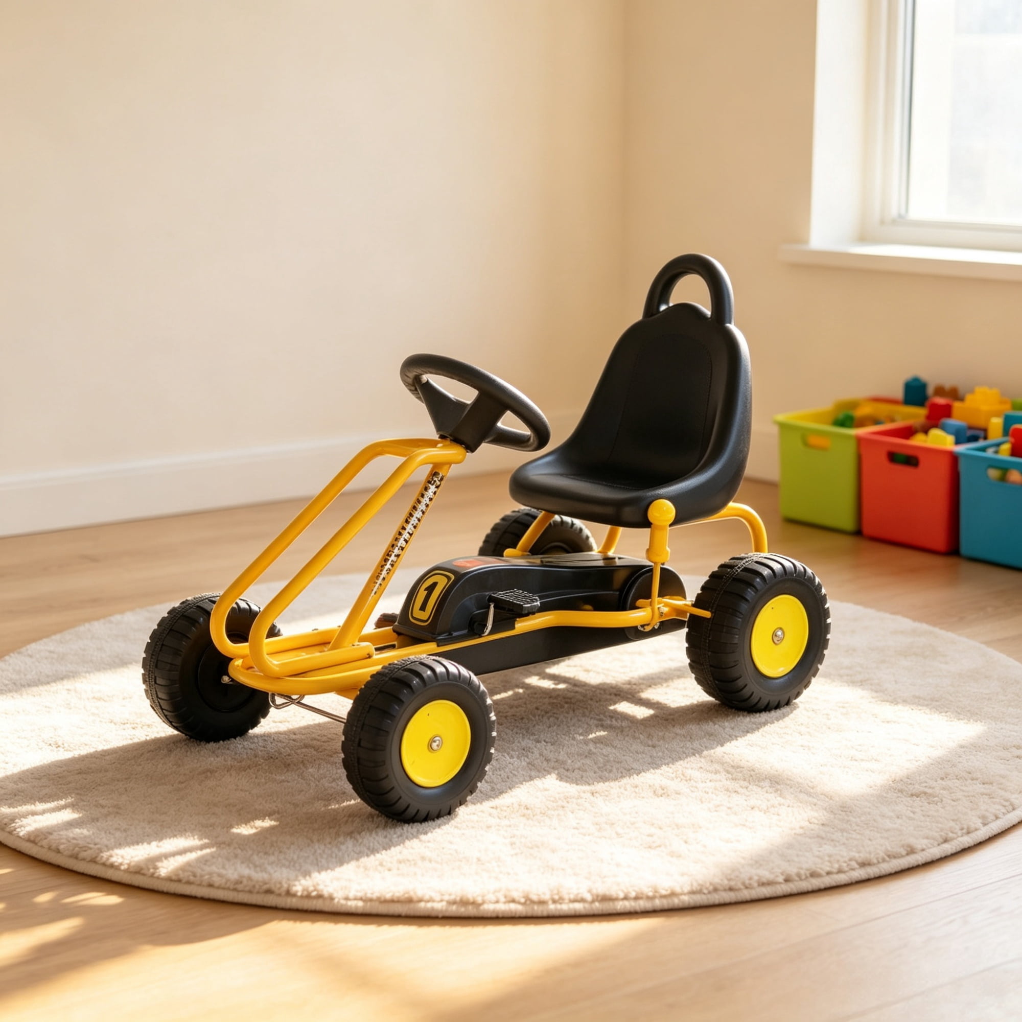 Kids Pedal Go Kart with Adjustable Seat and Handbrake for Ages 3-6
