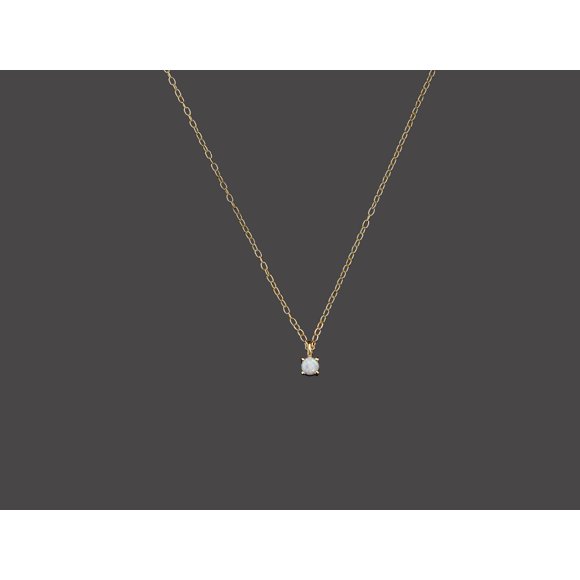 Thea 14K Gold-Plated 925 Sterling Silver Opal & Cubic Zirconia Necklace – 3 mm Round Opal Pendant, 45 cm Chain for Women