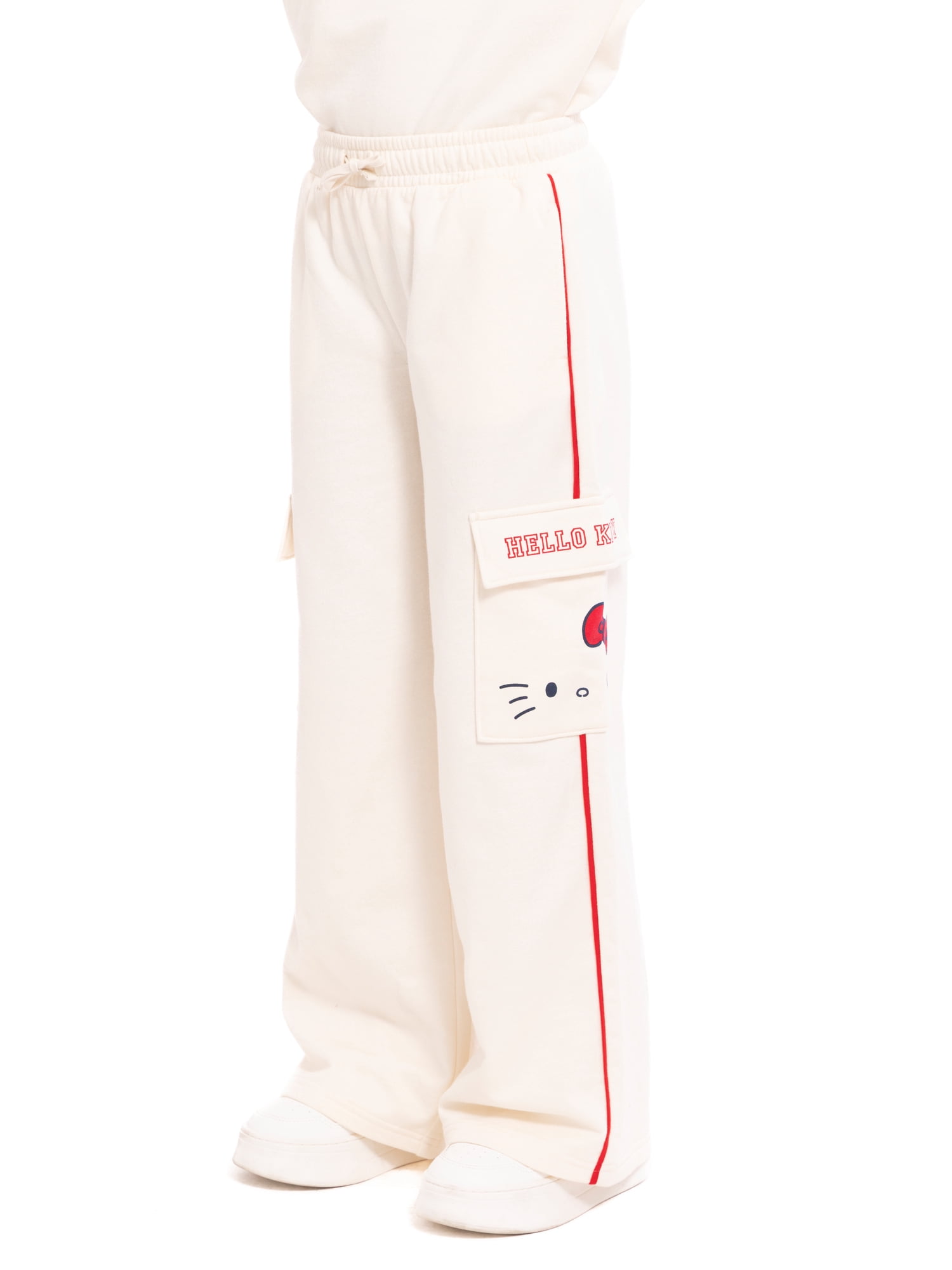 Wonder Nation Hello Kitty Girls Graphic Fleece Cargo Pants, Sizes 4-18