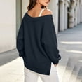 thumbnail image 4 of BUIGTTKLOP Sweatshirts for Women Oversized Long Sleeve Shirts V Neck Side Slit Pullover Cozy Tops Fall Winter Fashion Outfits, 4 of 8
