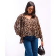 thumbnail image 2 of Leopard Printed Tie Neck Blouse, 2 of 8