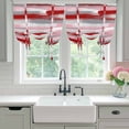 thumbnail image 4 of Red Pink Gray Stripes Balloon Curtains for Bedroom/Front Door/Bathroom, Modern Abstract Minimalist Retro Tie Up Curtains 63 Inch Length Light Filtering Kitchen Curtains Shades for Windows 46"x63", 4 of 8
