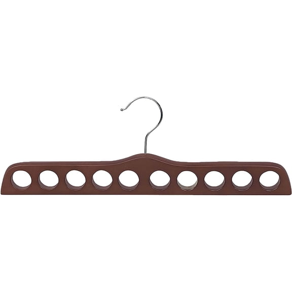 Walnut Finish Wood Scarf Hanger with 10 Holes and Chrome Hardware in 17 1/2" Length X 3/4" Thick, 1 Hanger