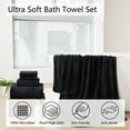 thumbnail image 3 of Jessy Home 4 Pack Black Stripe Large Bath Towels Set Oversized Microfiber Bath Sheet Soft Towel Set, 3 of 10
