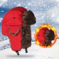 thumbnail image 3 of Audhol Bomber Hats Hat Women'S Winter Cycling Warm Winter Windproof Ear Protector Caps Cold Proof Windscreen Hat Cotton Lei Feng Hat Men Soft Stylish Winter Hat Red One Size, 3 of 5