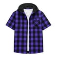 thumbnail image 6 of Mens Flannel Hoodie Shirt Casual Button Down Plaid Jacket Shirts Stylish Short Sleeve Shirts with Pockets, 6 of 6