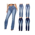 thumbnail image 3 of Gvmfive Women Flared Bell Bottom Jeans High Rise Casual Work Bootcut Trousers, 3 of 5