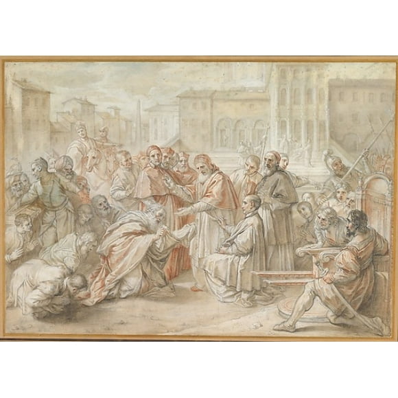 Pius V and the Ambassador of the King of Poland Poster Print by Benedetto Luti (Italian, Florence 1666�1724 Rome) (18 x 24)