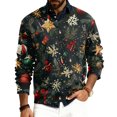 thumbnail image 2 of Wutalume Men's V-Neck Christmas Print Sweater, Long Sleeve Ribbed Knit Pullover, Cozy Stretch Top for Holiday Parties, Casual Comfort and Layering,Gold L, 2 of 6