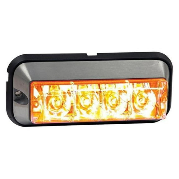 4.875 in. Rectangle Bolt-on Mount Flash Amber 4 LED Strobe Light