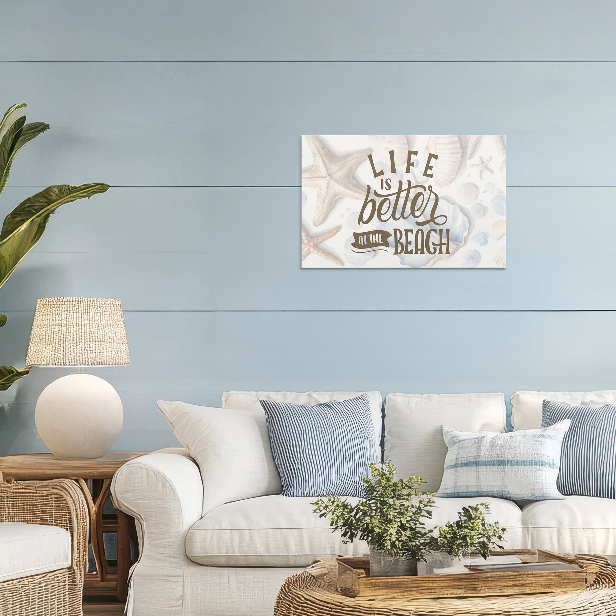 Stupell Industries Better At Beach Seashells Canvas Wall Art, design by Kim Allen
