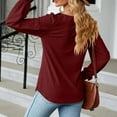thumbnail image 7 of Baberdicy Womens Tops Women's Long Sleeve T Shirt Fashion Crew Neck Tops Solid Color Casual Blouses Plus Size Tops for Women Wine, 7 of 7