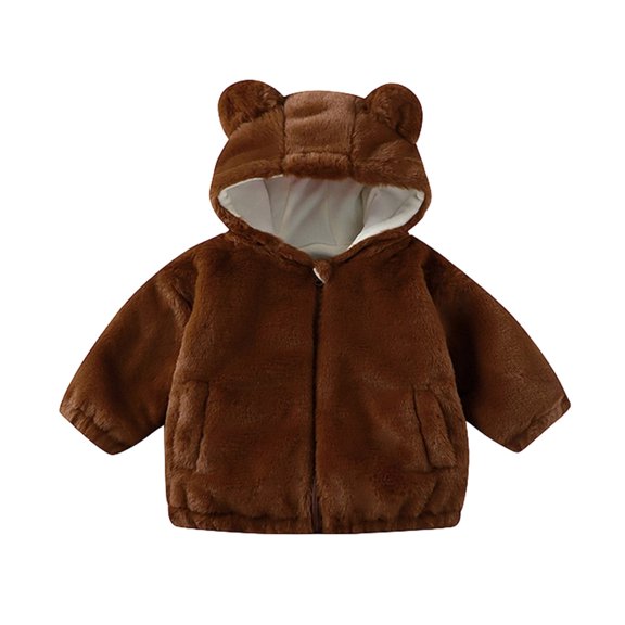 CAIVO Girls Winter Coats Soft Hooded Jacket With Ears Zip Up Outerwear Toddlers Kids Warm Cozy Fall Outerwear Long Sleeve Breathable Dailywear