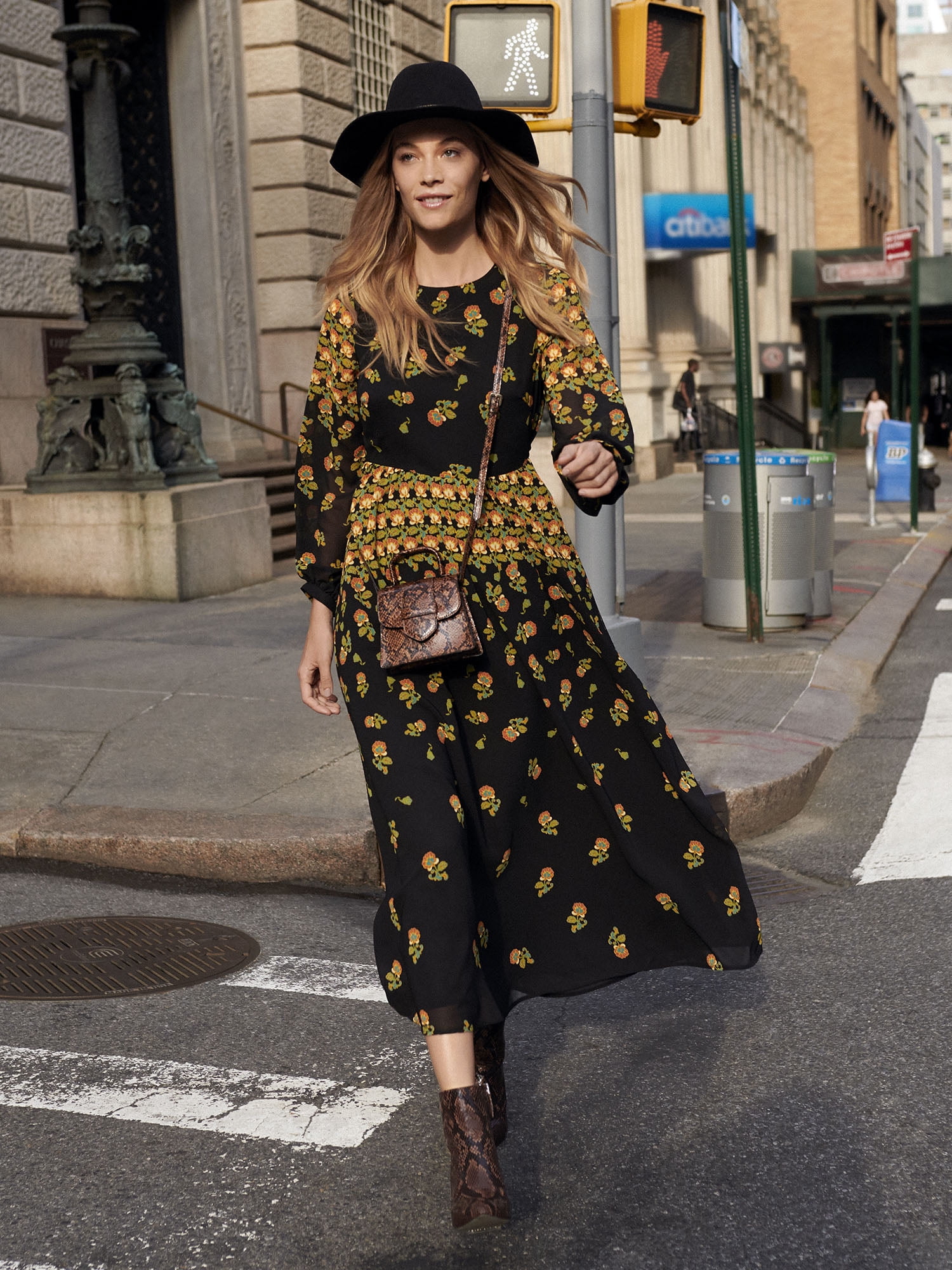 blouson sleeve maxi dress