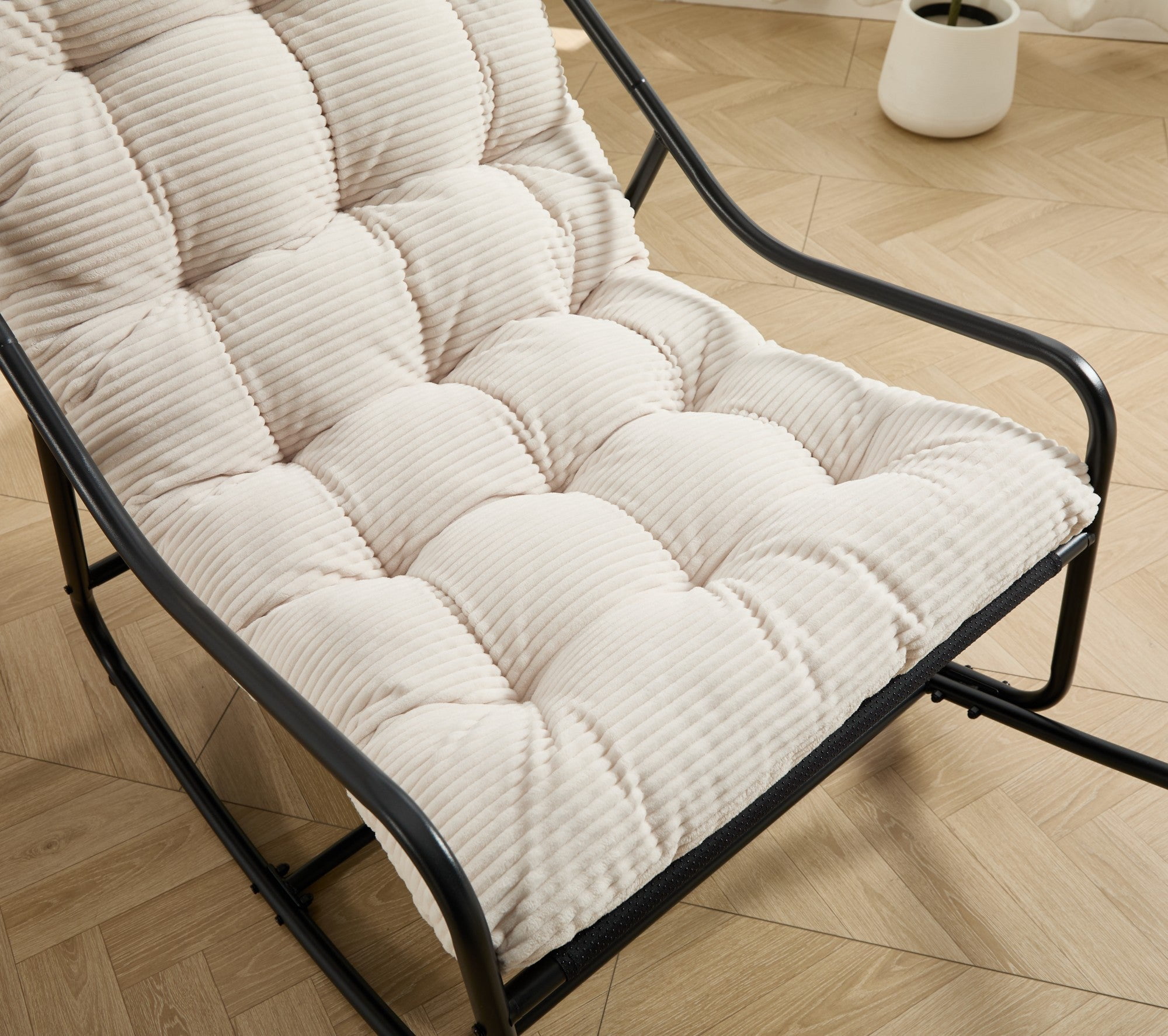 Sailvan Outdoor Rocking Chair with Thick Cushion,Adjustable Metal Patio Rocker for Porch,and Living Room White