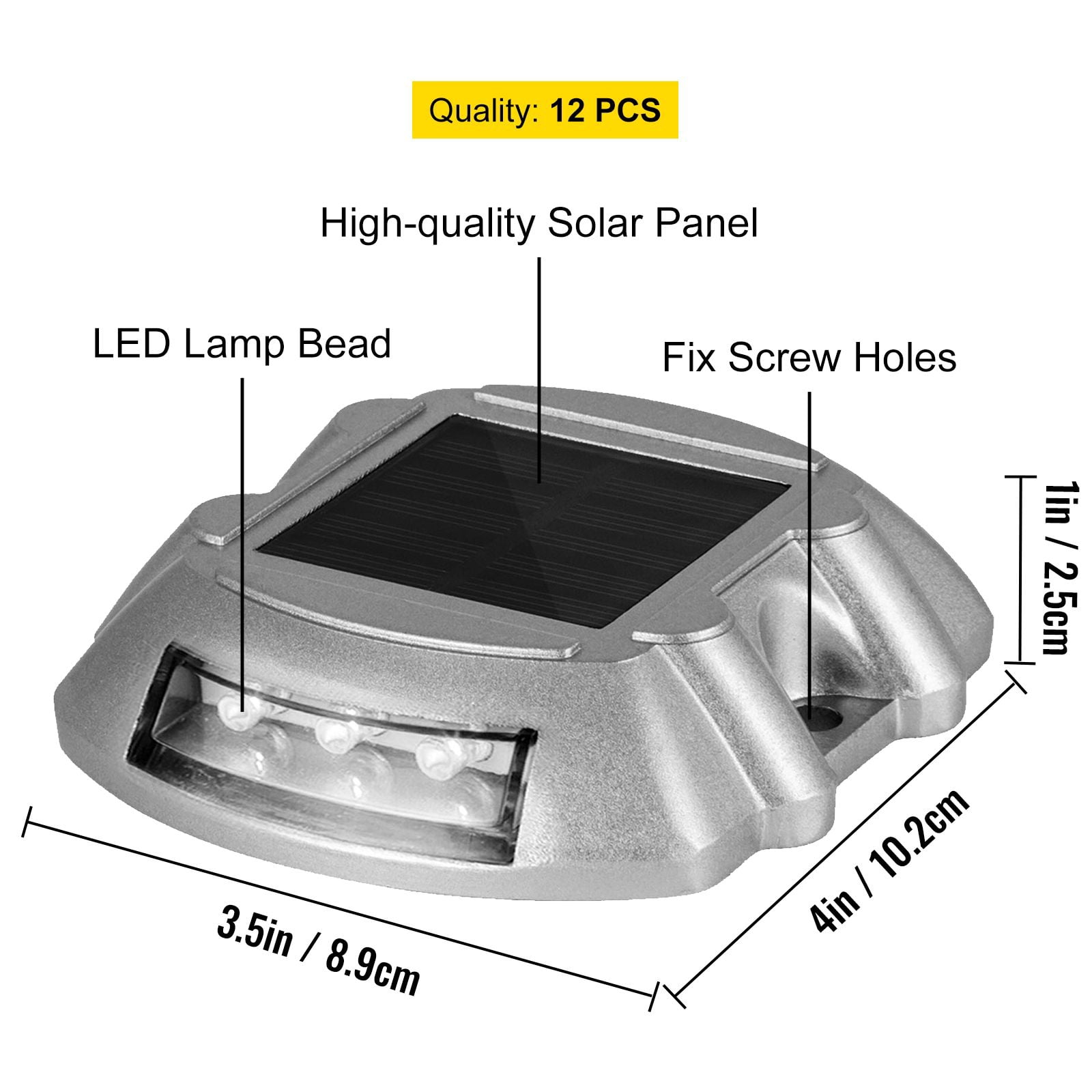 12-Pack Solar Dock Lights with IP68 Waterproof, 45 Tons Load Capacity, 875 Yards Lighting, for Driveway Walkway Deck
