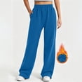 thumbnail image 6 of Women's Fleece Sweatpants High Waist with Pockets Side Split Elastic Waist Casual Pants, Blue-S, 6 of 9