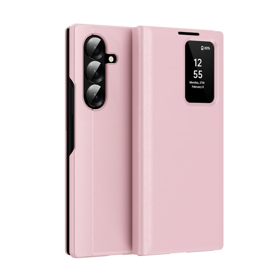Allytechgroup Flip Case for Samsung Galaxy Z Fold 6 with Credit Card Slot, PU Leather Wallet Phone Case Military Grade Drop Protection Shockprppf Bumper for Samsung Galaxy Z Fold 6, Pink