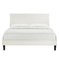 thumbnail image 4 of Platform Bed Frame, Tufted, Full, White, Velvet, Mid Century Bedroom, Modern Contemporary Boutique HB35609, 4 of 8