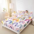 thumbnail image 3 of Manfei Cartoon Rainbow Bed Sheets, Graffiti Love Heart Full Size Sheets, White Pink, 4-Piece, 1 Flat Sheet, 1 Fitted Sheet and 2 Pillowcases, 3 of 6