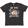 thumbnail image 3 of Inktastic My Titi Loves Me with Sloth and Hearts Youth T-Shirt, 3 of 5