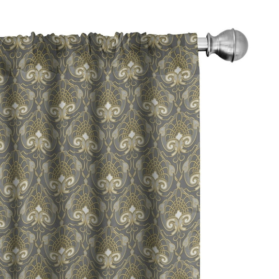 Ambesonne Vintage Curtains, Classic Royal Ornaments, Pair of 28"x95", Grey and Yellow