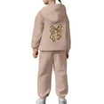 thumbnail image 7 of Glisme Girls Outfit Thick And Cozy Tracksuit Fashionable Bow Print Hoodie And Joggers Outfits For Toddlers And Kids Lightweight Matching Set Size 2-3 Years Khaki, 7 of 7