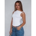 thumbnail image 6 of Women Going Out Summer Tank Tops Basic Cute Sleeveless Crop Top Vacation Fashion Outfit Clothes White XL, 6 of 9