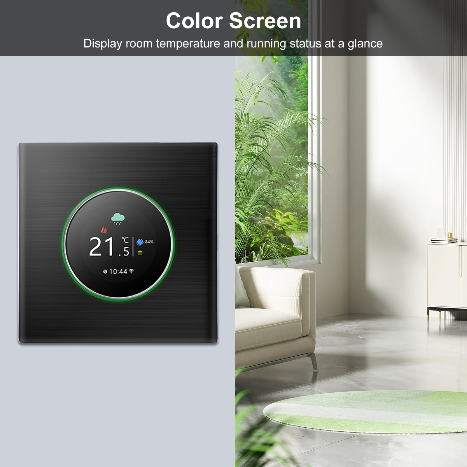 BIMZUC Smart WiFi Thermostat Electric Floor Heating Controller 16A Digital Temp Control ±1°C Accuracy Color LCD 95-240V (3.4 inches / 8.6 cm) Black