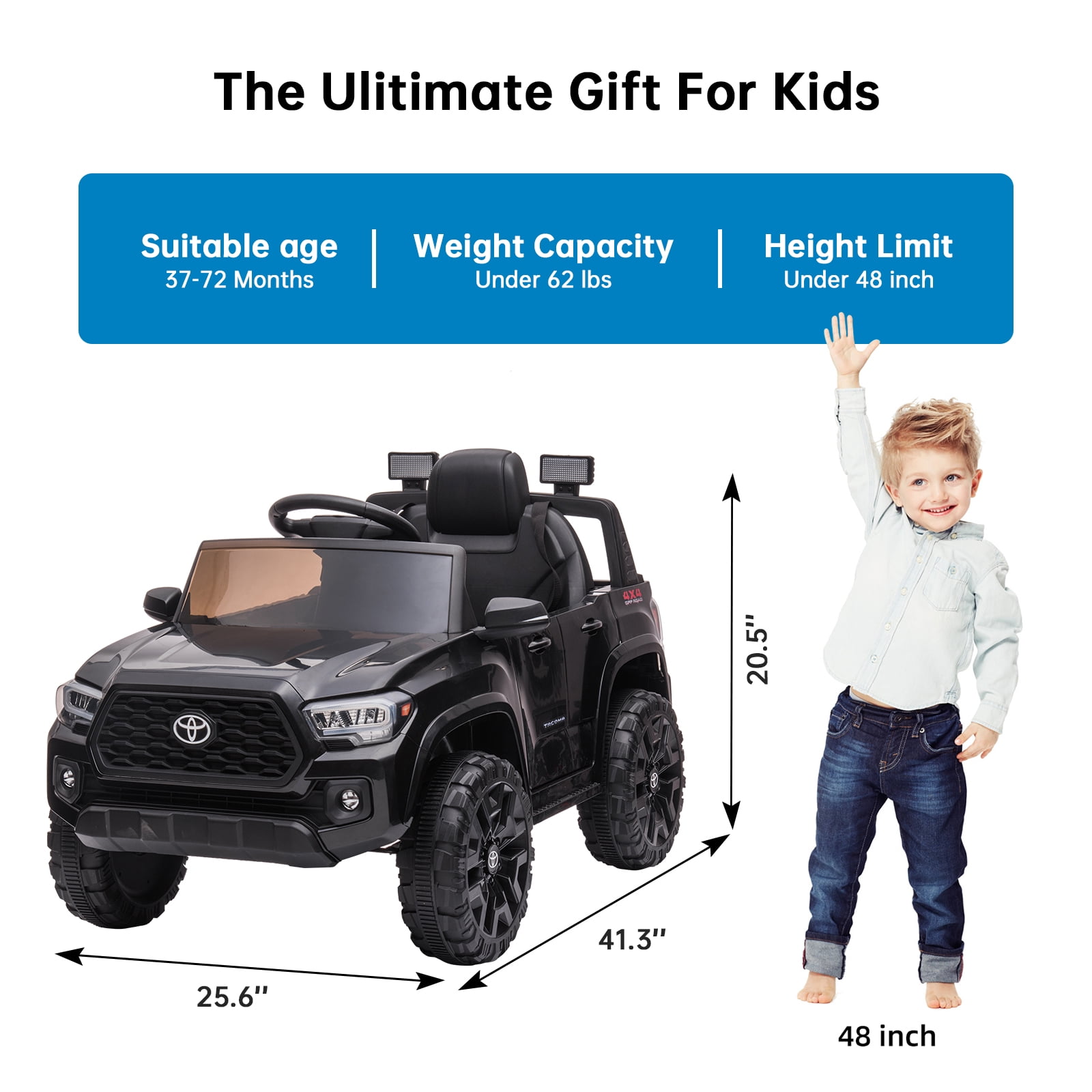 EastVita Kids 12V Ride on Cars Toyota Licensed Land Rover Ride on SUV Electric Car with Remote Control, MP3 Player Rocking Pull Rod for Kids 3 Age +
