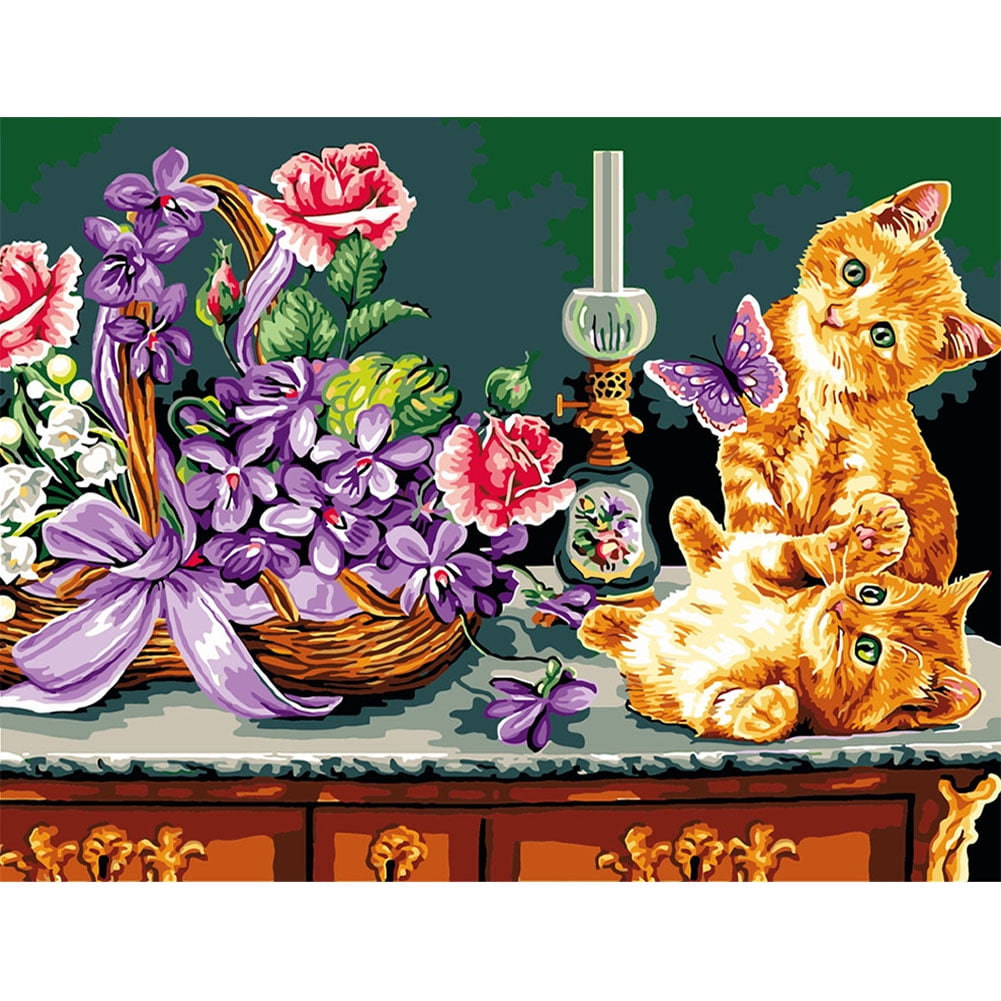 Painting By Numbers Kit DIY Animals Flower Canvas Oil Art Picture for Home Decor