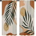 thumbnail image 3 of Boho Mid Century Kitchen Curtains Rod Pocket Bohemian Palm Leaf Abstract Modern Terracotta Arch Small Short Cafe Curtain Geometric Window Treatment Drapes Home Decor 27.5W X 39L Inch 2 Panels, 3 of 6