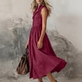 thumbnail image 6 of Wonens Dress Ndbuld Ladies' Casual And Fashionable Solid Color Sleeveless Button Up Lapel Dress Wine XL, 6 of 6