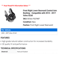 thumbnail image 2 of Front Right Lower Rearward Control Arm Bushing - Compatible with 2010 - 2017 Volvo XC60 2011 2012 2013 2014 2015 2016, 2 of 2
