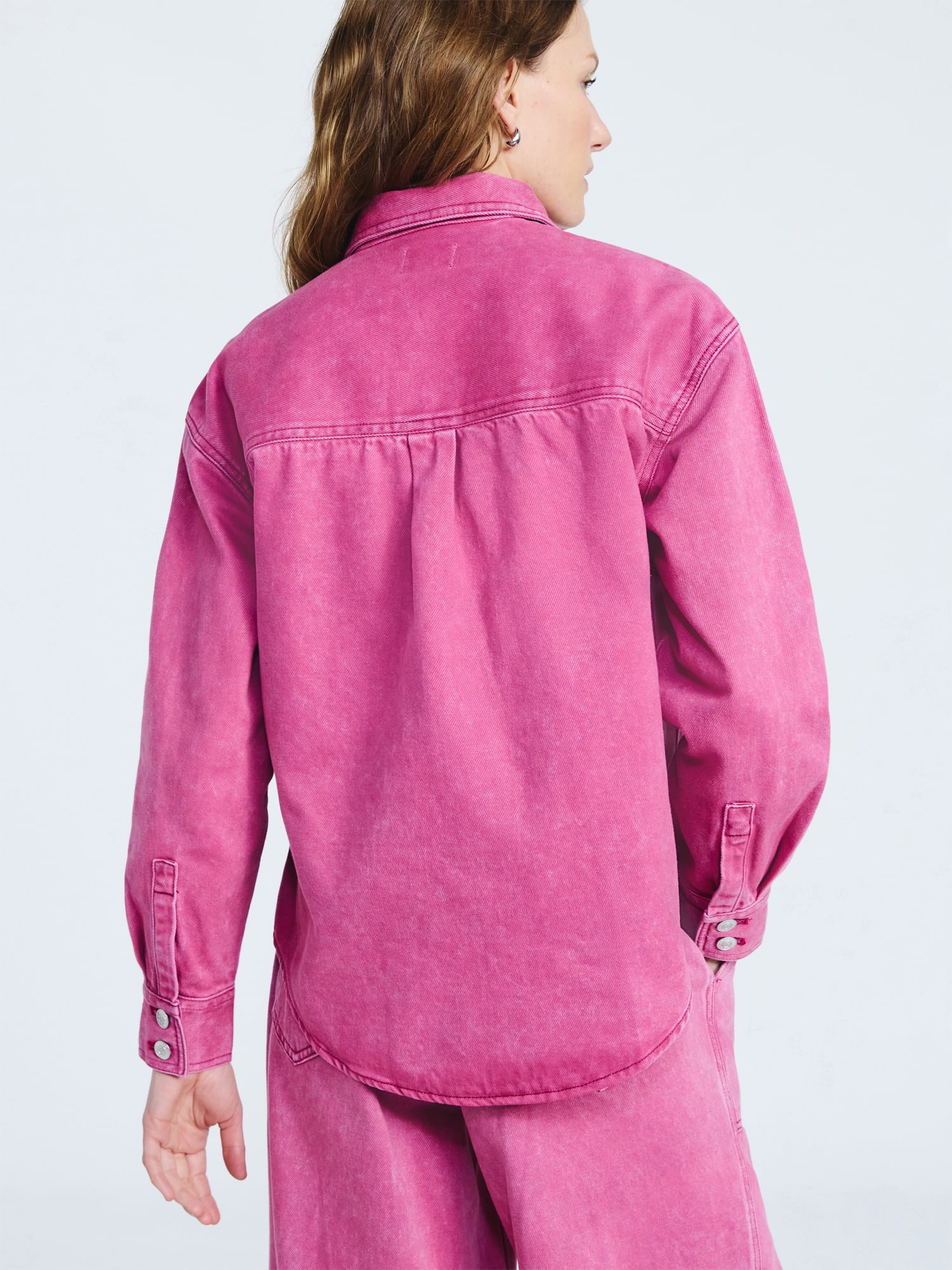 Scoop Women’s and Women’s Plus Oversized Cotton Denim Shacket, Midweight, Sizes XS-4X
