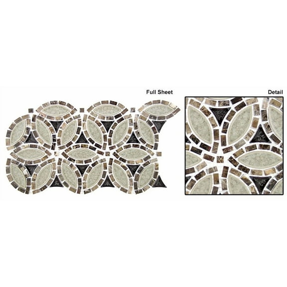 New Glazzio Tiles Grecian Urn, Glass Mosaic Backsplash, Tranquil Flower Design
