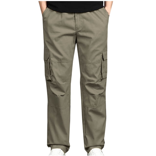 RXIRUCGD Pantalon Cargo pour Hommes à Scratch Taille Élastiquée à Lacets Multi-Poches, Jaune, Taille : 2TG