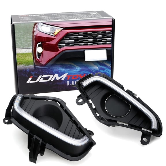 OEM Fog Lamp Bezel Replacement High Power White/Amber Switchback LED Daytime Running Light Kit For 2019-up Toyota RAV4