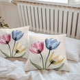 thumbnail image 5 of Colorful Tulips Outdoor Pillow Covers Pack of 2 Abstract Flowers Vintage Linen Waterproof Throw Pillow Covers Decorative Cushion Cases for Patio Garden Tent Balcony Couch 18x18 inch, 5 of 8